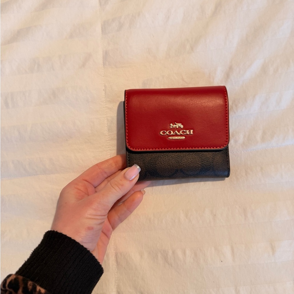 Coach Red and Black Compact Wallet